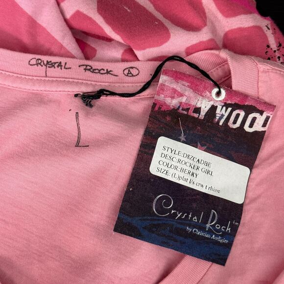 Christian Audigier Crystal Rock Y2K Shirt Women Large Rocker Girl Tee Tunic Top - Picture 3 of 13